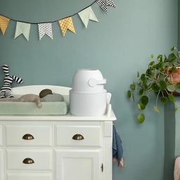Magic Heka 100% Odor Locking Diaper Bin - Foldable Nappy Pail with Child-Safe Lock, No Special Bag Required, Baby Diaper Disposable Bin, Works with Regular Trash Bags, 35 Diapers Capacity, Concrete image 4