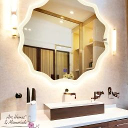 3D Modern Designed Wall Mounted Led Mirror with Touch Sensor | Bathroom Mirror with Led Lights | Long Mirror for Bedroom Washbasin Lighting Mirror (Triple Light, 24 x 24 Inch) image 1