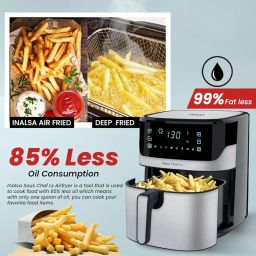 INALSA Air Fryer for Home 6.5L Capacity-1600 W with Digital Control and 8 Preset control|Quick Heat Circulation Variable Temp. Control, Baking,Grilling, Air Frying,Roasting up to 60 Min, 2 Yr Warranty image 4
