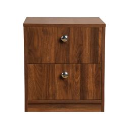 Wakefit Bedside Table| Engineered Wood Side Table with Storage with Double Drawer | 1 Year Warranty | - Elara - Columbian Walnut image 2