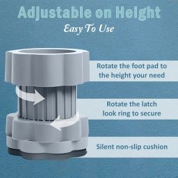 JD FRESH Washing Machine Vibration Pads/Bracket Base for Washing Machine/Refrigerator Stand with Height Adjustment Feet/Washing Machine Stand/Floor Trays - Grey (4 Pcs Set) image 1