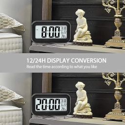 Digital Alarm Clock Table Clock for Students, Home, Office, Corporate with Automatic Sensor, Date & Temperature (Black Digital) Plastic, 14 W x 8 H Centimeters image 3