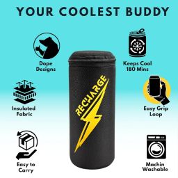 Insulated Beer Can Cooler Sleeve with Zip Cap – Set of 2 | Fits 500ml Cans | Keeps Cool for up to 3 Hours | Beer Can Cover | Beer Cooler (HighTime + Recharge - Set of 2) image 2