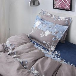 DECOMIZER Super Soft Glace Cotton King Size AC Comforter II Blanket II Duvet for Double Bed with 1 Flat Bedsheet and 2 Pillow Cover - 4 Piece Comforter Set - Navy Grey Patta image 3