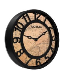 Amazon Brand - Solimo 8-Inch Plastic Analog Wall Clock/Table Clock - Map Dial (Black Frame, Quartz Movement) image 2