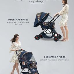 StarAndDaisy Sunrise Baby Stroller Lightweight Foldable Stroller for 0-5 Years, 3-Point Safety Harness, Adjustable Backrest, 360° Swivel Wheel, Extended Mosquito Net, Reversible Handlebar (Delta) image 4