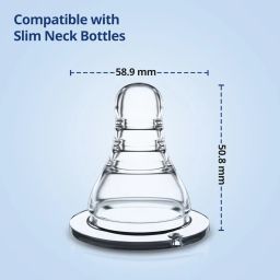 LuvLap Anti-Colic Essential Teat/Nipple for Slim Neck Bottle,4Pcs Variable Flow, 9M+, Made of Soft & Flexible Silicone, Mimics Breastfeeding, Leak Proof, Bpa Free, Comes with Sturdy Base image 5