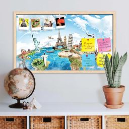 ArtzFolio Monument Concept | Bulletin Board Notice Pin Board | Vision Soft Board Combo with Thumb Push Pins & Sticky Notes | Natural Brown Frame | 26.7 x 16 inch (68 x 41 cms) image 4