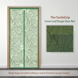 TurtleGrip Door Mosquito Net Curtains with Magnet's New Leaf Pattern (200x100, ForestGreen) |Measure Before Order, Polyester image 2