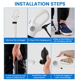 HASTHIP® Pressurized Toilet Plunger with Built-in Air Pump & Trigger Design, Manual Pneumatic Clog Cleaner Tool with Barometer, Durable Multi-Attachment Heads for Toilet, Kitchen Sink, Bathtub Drains image 2