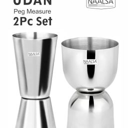 NAALSA UDAN 2Pc Combo Double Sided Peg Measurer 30 & 60 ml, Damru & Tall Peg, Cocktail, Shot Glass, Drink Measuring Bar Tool Jigger Bar Accesories image 1