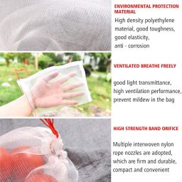 4"x6"Size-25Pcs Set Garden Plant Against Insect Fruit Protect Drawstring Mesh Net Bag, Fruit Protect Bag with Drawstring, Reusable Nylon Mesh Garden Netting Protection Bag for Plant/Fruit/Flower image 4