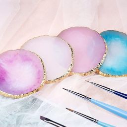 Resin Art Palette, Painting Mixed Color Palette, Gilded Edge Gel Color Makeup Display Board Pallet for Nails (White) image 2