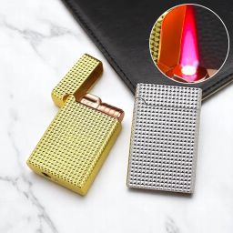 Bluetail Red Flame Jet Torch Lighter – Windproof Butane Refillable Lighter, Zinc Alloy Body (Gold/Silver, Random Color) image 3