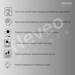 Neveo Mirrors® 24"/17" led Mirror 3in1 Touch Sensor Mirror for self makup and Grooming Bathroom wash Basin Vanity Lighted Mirror Backlit Capsule (C-1) image 3