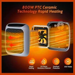 Premium Mini Heater with LED Display | 800W Quick Heating | Adjustable Thermostat | Portable Plug-and-Play Design with Safety Features image 3