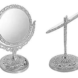 WIZME Double Sided Magnifying Tabletop Oval Mirror | Vanity Makeup Mirror with Stand | Portable & Adjustable | 7.9 x 5.9 Inches image 3