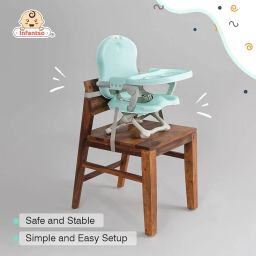 Infantso Baby Portable Chair, Kids Feeding Chair,4 Level Height Adjustment,3 Point Safety Belt and Removable Dining Tray for Infants and Toddlers of Age: 6 Months - 3 Years (Sea Green) image 5