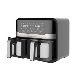 Bergner MasterPro Air Fryer, 2400 W, 9L with Dual Transparent NonStick Buckets, 360 Degree Airflow Technology, Air Fry/Bake/Dehydrate/Bake/Heat/Defrost, Multi Mode Touch Screen with Custom Programs, Black image 1
