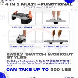 B Fit 4-In-1 Aerobic Step Platform - Adjustable Multifunctional Balance Board, Steppers for Exercise, Stepper Platform - Home Workout Step Up Exercise Step Platform For Balance & Gym Class, Non Slip image 3