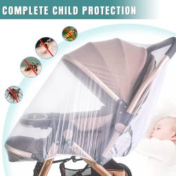 SNOWIE SOFT® 2Pcs Mosquito Net for Stroller Stretchy 1.5m Mosquito Net for Crib, Stroller, Bassinets Elastic Diameter Protective Mosquito Nets Outdoor Mosquito Nets for Baby Carriage image 3