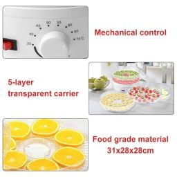 GNOLY Electric Dry Food Saver Dehydrator Preserver Machine with 5 Adjustable and Stackable Tray, Temperature Control Food Vegetable Dehydrator image 4