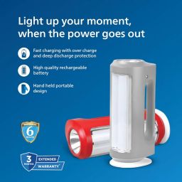 Philips Helio Multi-Functional Emergency Rechargeable LED Lantern| 3 Lighting Modes and Dimmability Brightness Control Method | 2200 mAH Battery image 1
