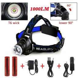 SARJAK with Rechargeable Batteries, DLAND LED Light Waterproof Zoomable 3 Modes 1000 Lumens Hands-Free Headlight Torch Flashlight image 1