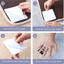 Capmora Non-Slip Microfiber Rug Grippers Pads, Rectangular Shape, 10 Pieces, Adhesive Hook and Loop, Prevents Carpet Movement and Curling image 3