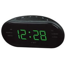 Am/Fm Digital Dual Alarm Clock Radio +1.2 Big Led Display Us Plug Green image 2