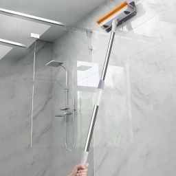 3-in-1 Bathroom Cleaning Brush with Scraper, Dual-Sided Bristles, Ergonomic 180° Rotate Handle for Easy Clean image 1