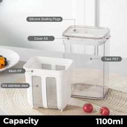 Hung Curd Strainer Box | Curd Maker and Greek Yogurt Maker - 1100ml Fine Mesh Strainer with Lid | Multifunctional Yoghurt Filter | Curd Maker for Home (Hung Curd Strainer Box, Pack of 1) image 4