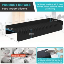 HASTHIP® 4x20 inches Silicone Sink Edge Protector Splash Guards Countertop Protectors for Kitchen Sink, Splash Guard for Bathtub Sink, Multifunction Dry and Wet Separation Strip image 1