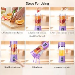 Nx Plus Portable 6-Blade Juicer Blender with built-in Jar, Juice Mixer Bottle,Fruit Juice Machine,USB Rechargeable Personal Size Juicer Grinder for Juices,Protein&Milk Shakes (Multicolour) image 4