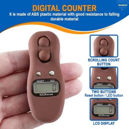 FreshDcart FDCA664 Manual Hand Finger Digital Counting Machine Digital Finger Counter with Large Digital LCD Display for Activities, Meditation, Mantra Chanting Counting (Brown, Pack of 1) image 2