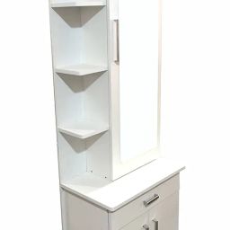 CASPIAN Furniture Engineered Wood Dressing Table/Mirror with Storage Shelves & Drawer (Brown) (White) image 3