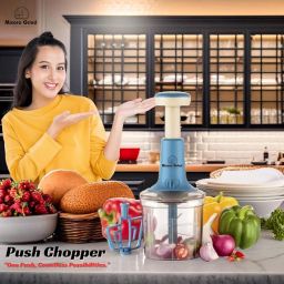 Mixora Lifelong Push Chopper 1000ml | Multi-Purpose Vegetable, Onion, and Garlic Slicer, Efficient Manual Kitchen Cutter for Effortless Food Preparation image 2