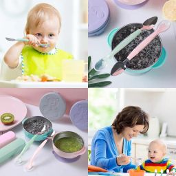 Zozobaa Double Head 2 in 1 Silicone Baby Soft Tip Spoon & Stainless Steel Fruit Scraper Spoon for Toddler |Multi-Use Bpa Free Fruit Scraping & Feeding Spoons with Travel Case Pink - 19.5 Cm image 5