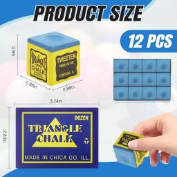 147 Snooker Cue Chalk - 12pcs Billiard Chalk for Pool Stick, Add Friction Prevent Miss, Triangle Boxed Blue image 1