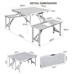 TUSIKO Picnic-Table-Heavy-Duty-Aluminium-Portable-Folding-Camp-Suitcase-Picnic-Table-And-4-Chairs-Set-With-Umbrella- (Sp-5, Multicolour) image 1