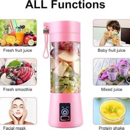 TB Portable 6-Blade Electric JuicerBlender with built-in JarJuicer Mixer Bottle,Fruit Juicer Machine,USB Rechargeable Personal Size Juicer Grinder Mixers Machine01 (MULTI COLOUR) image 3