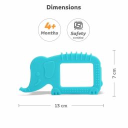 R for Rabbit Tiny Bites Safari Soft Silicone Teether for 4+ Months Baby BPA Free 100% Food Grade Teething Toys for Babies with Multiple Teething Surface & Soft Edges (Elephant Blue + Horse Orange) image 5