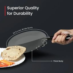 Prestige Hard Anodised Plus Cookware Induction Base Roti Tawa | Black | 22.5cm | Perma-Cool Handles | Wide Base | Hand Washable image 2
