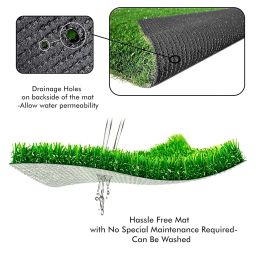 Yellow Weaves Polyurethane 35 Mm High Density Artificial Grass Carpet Rectangular Mat For Balcony,Lawn,Door(2 X 4 Feet),Green image 3