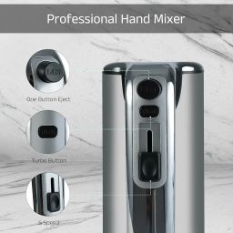 iBELL WHISK400 Electric Hand Mixer, 400W, Blender, Detachable Beaters & Dough Hooks, With Turbo button 5 Speed Settings(silver). image 4