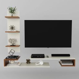 homeeasy Engineered Wood TU-5 Wall-Mounted TV Unit | Stylish Floating Entertainment Center with Storage & Open Shelf | 1-Year Warranty | Modern Display Decor image 5