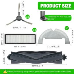 HASTHIP® Compatible with Dreame D10s Plus 10Pcs Accessories for Dreame D10s Plus Vacuum Cleaner, with 1 Main Brush, 3 Side Brushes, 3 Mops, 3 Filters, Replacment Accessories Parts for D10s Plus image 1
