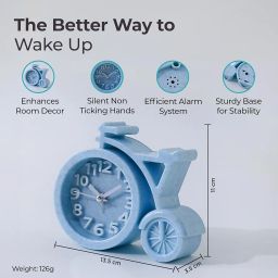 The Better Home Alarm Clock (13.5cm) | Loud Clock for Heavy Sleepers | Mini Clock for Kids | Cycle Shaped Table Clock for Study Table and Bedroom - Blue image 2