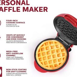 Payoca Mini Waffles Maker Machine For Home, 3 in 1 Electric Waffle Iron with Non-Stick, Dual Side Plate, Pancake Maker - For Individual Belgian Waffles - 4 Inch- 350 Watts (Multi) image 4