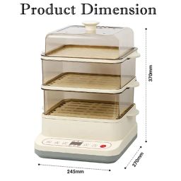 24L Electric Multifunctional Steamer Three Layer High Capcity with Appointment & Timer, Digital Steamer for Fast Simultaneous Cooking, 800W Heating, Auto Shutoff & Boil Dry Protection. image 3